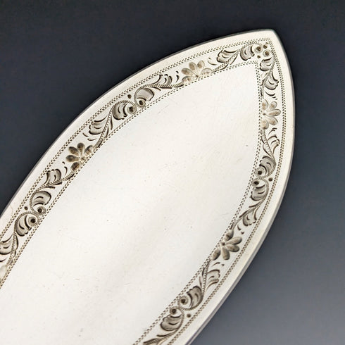 Around 1910 British antique silver plate fish server set in box Levesley Brothers